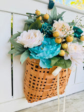 Load image into Gallery viewer, Teal & White Peony Basket