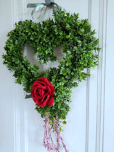 Load image into Gallery viewer, Boxwood & Rose Heart Wreath