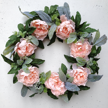 Load image into Gallery viewer, Peony & Greenery Wreath