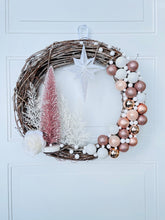 Load image into Gallery viewer, Pink & White Frost Winter Holiday Wreath