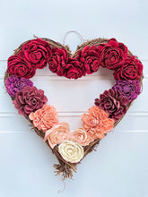 Load image into Gallery viewer, Wood Flower Heart
