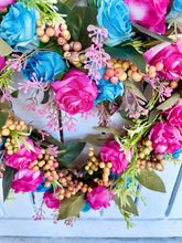 Load image into Gallery viewer, Pink & Blue Mini Rose Heart
