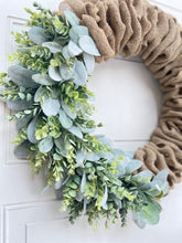 Load image into Gallery viewer, Eucalyptus & Lamb’s Ear on Burlap
