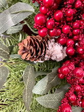 Load image into Gallery viewer, Pine, Eucalyptus, & Berry Winter Holiday Wreath