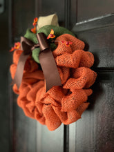 Load image into Gallery viewer, Orange Burlap Mini Pumpkin Fall Wreath (3 available!)