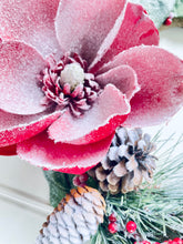 Load image into Gallery viewer, Flocked Magnolia & Evergreen Winter Holiday Wreath