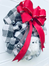 Load image into Gallery viewer, White Owl on Buffalo Check Winter Wreath
