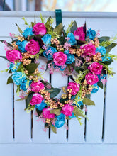 Load image into Gallery viewer, Pink & Blue Mini Rose Heart