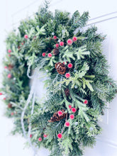 Load image into Gallery viewer, Evergreen & Berries Winter Holiday Wreath