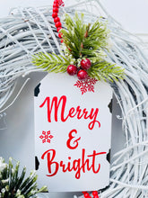 Load image into Gallery viewer, Red & White, Merry & Bright Winter Wreath