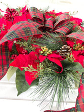 Load image into Gallery viewer, Poinsettia & Tartan Christmas Holiday Wreath