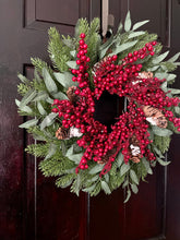 Load image into Gallery viewer, Pine, Eucalyptus, & Berry Winter Holiday Wreath