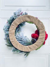 Load image into Gallery viewer, Flocked Magnolia & Evergreen Winter Holiday Wreath