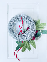 Load image into Gallery viewer, Red & White, Merry & Bright Winter Wreath