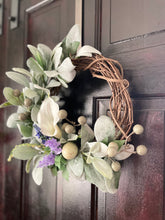 Load image into Gallery viewer, Calla Lily & Lamb’s Ear Mini Wreath