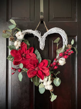 Load image into Gallery viewer, Magnolia Winter Holiday Heart Wreath