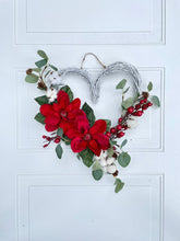Load image into Gallery viewer, Magnolia Winter Holiday Heart Wreath