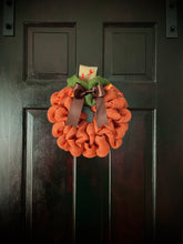 Load image into Gallery viewer, Orange Burlap Mini Pumpkin Fall Wreath (3 available!)