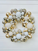 Load image into Gallery viewer, Gold & White Ornaments Holiday Wreath