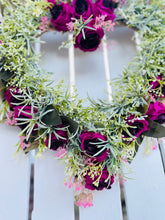 Load image into Gallery viewer, Purple Mini Rose & Grass Heart