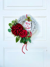 Load image into Gallery viewer, Red & White, Merry & Bright Winter Wreath