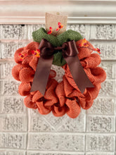 Load image into Gallery viewer, Orange Burlap Mini Pumpkin Fall Wreath (3 available!)