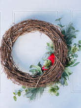 Load image into Gallery viewer, Flocked Peonies Winter Holiday Wreath
