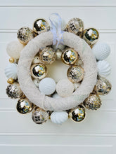 Load image into Gallery viewer, Gold & White Ornaments Holiday Wreath