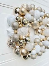 Load image into Gallery viewer, Gold & White Ornaments Holiday Wreath