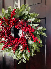 Load image into Gallery viewer, Pine, Eucalyptus, & Berry Winter Holiday Wreath