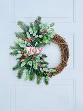 Load image into Gallery viewer, Holly & Joy Christmas Holiday Winter Wreath