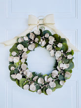 Load image into Gallery viewer, Champagne Eucalyptus on Pine Winter Holiday Wreath