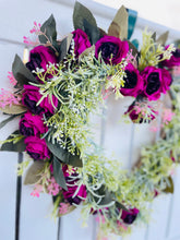 Load image into Gallery viewer, Purple Mini Rose & Grass Heart