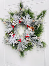 Load image into Gallery viewer, Evergreen Snowflake Winter Wreath