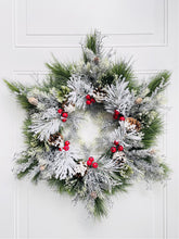 Load image into Gallery viewer, Evergreen Snowflake Winter Wreath