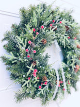 Load image into Gallery viewer, Evergreen & Berries Winter Holiday Wreath