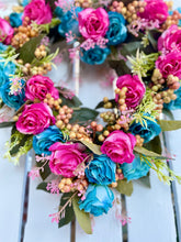 Load image into Gallery viewer, Pink & Blue Mini Rose Heart