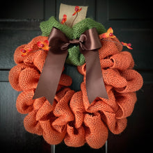Load image into Gallery viewer, Orange Burlap Mini Pumpkin Fall Wreath (3 available!)