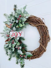 Load image into Gallery viewer, Holly & Joy Christmas Holiday Winter Wreath