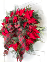 Load image into Gallery viewer, Poinsettia & Tartan Christmas Holiday Wreath