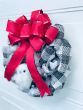 Load image into Gallery viewer, White Owl on Buffalo Check Winter Wreath