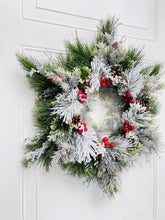 Load image into Gallery viewer, Evergreen Snowflake Winter Wreath