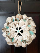 Load image into Gallery viewer, Printed Seashell Burlap Wreath
