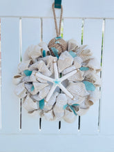Load image into Gallery viewer, Printed Seashell Burlap Wreath