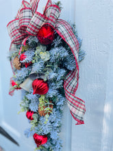 Load image into Gallery viewer, Red & White Tartan Christmas Swag