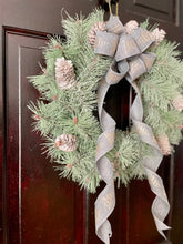 Load image into Gallery viewer, Flocked & Glittered Pine Winter Holiday Wreath