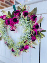 Load image into Gallery viewer, Purple Mini Rose & Grass Heart