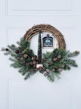 Load image into Gallery viewer, Pine Evergreen Winter Holiday Wreath with Fairy Lights