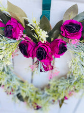 Load image into Gallery viewer, Purple Mini Rose & Grass Heart