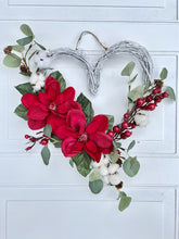 Load image into Gallery viewer, Magnolia Winter Holiday Heart Wreath